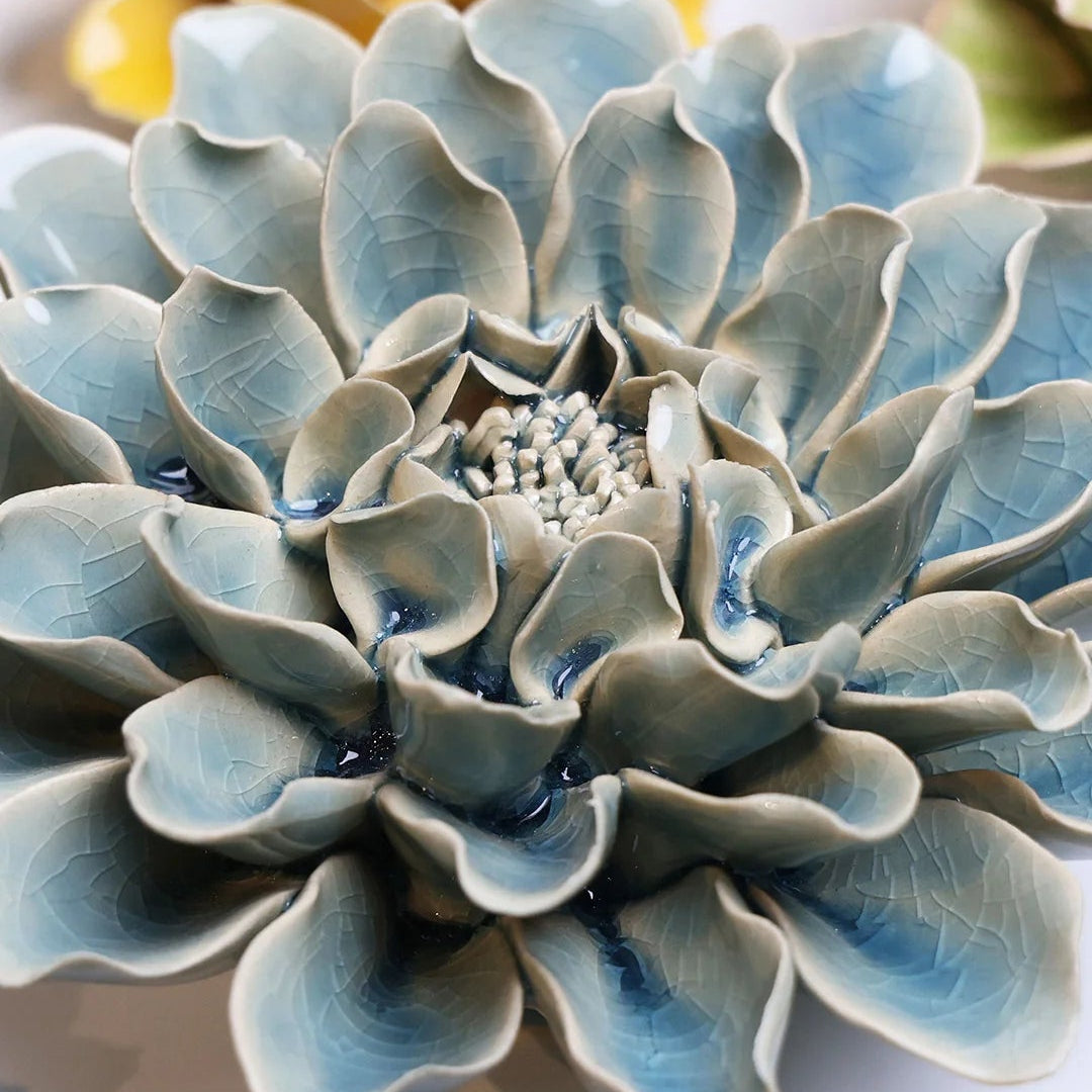 Powder Blue Aphrodite Dahlia ceramic flower
