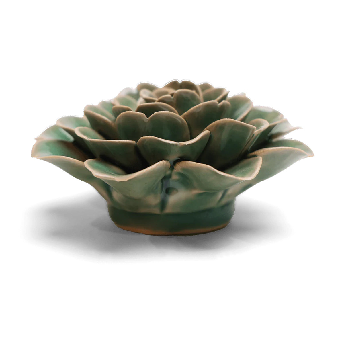 Jungle Green Tea Rose ceramic flower