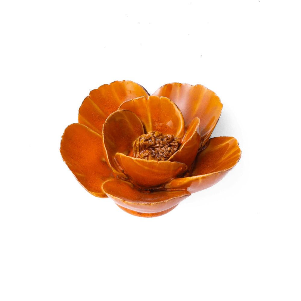 Burnt Orange Poppy ceramic flower