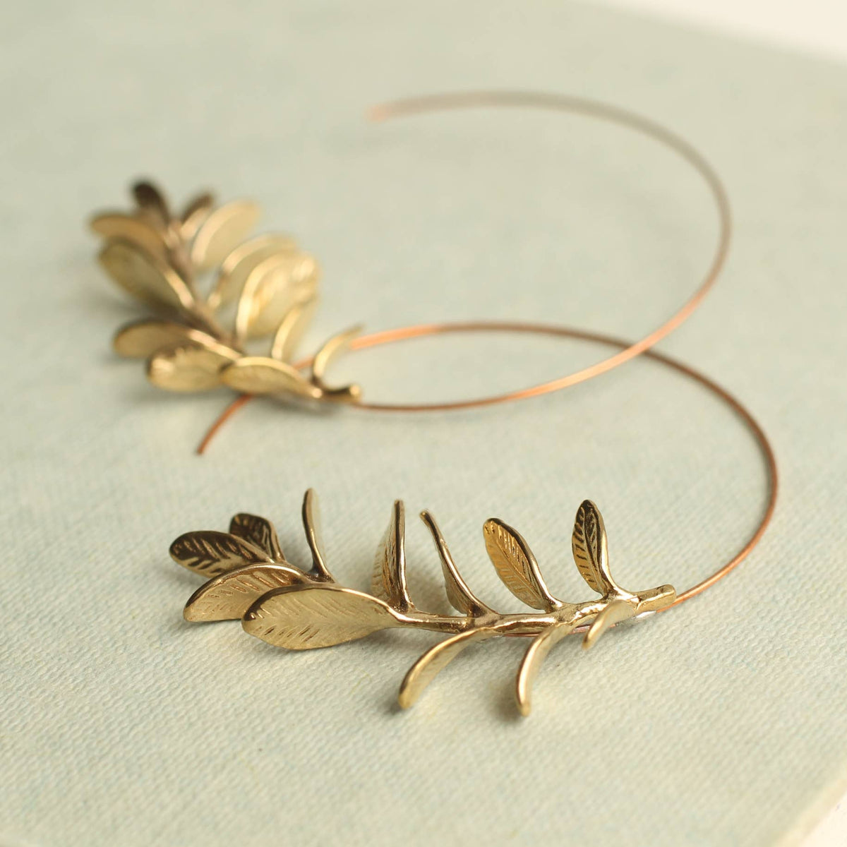 Rosemary Botanical Leaf Hoop Earrings