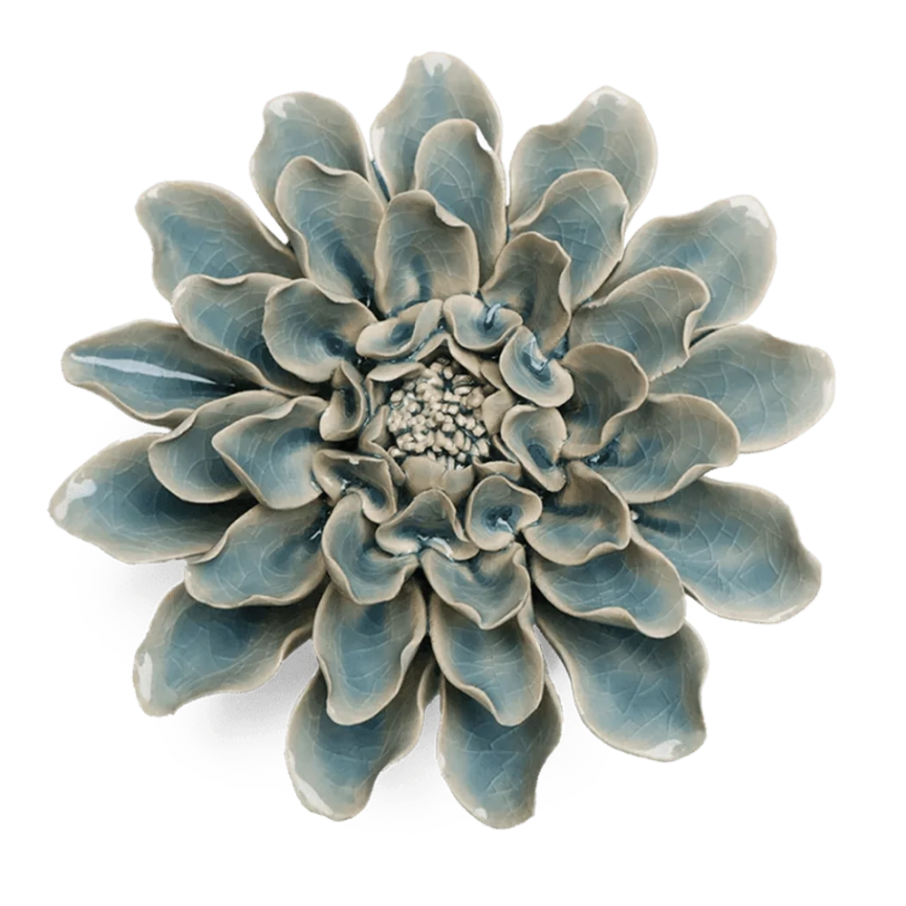 Powder Blue Aphrodite Dahlia ceramic flower