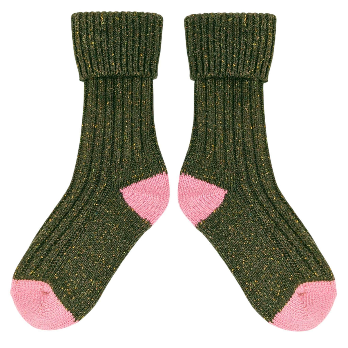 Recycled lambswool & silk blend socks (Green)