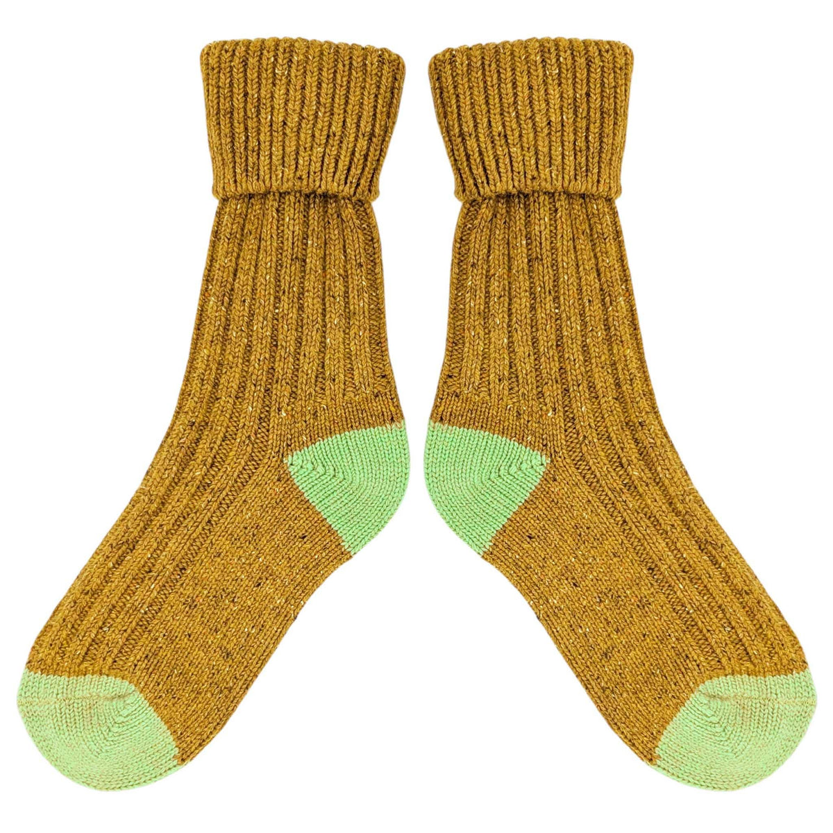 Recycled lambswool & silk blend socks (mustard)