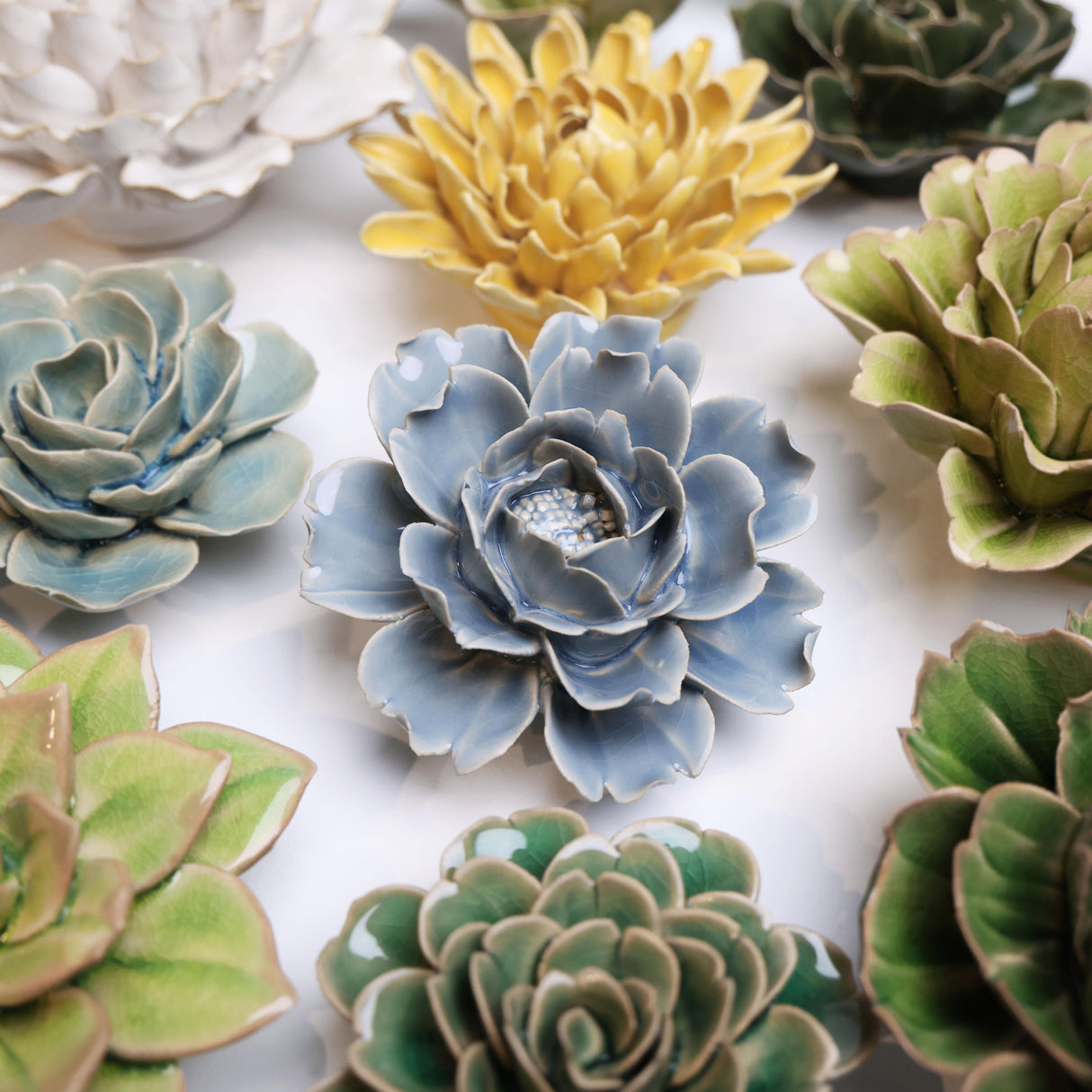 Blue Rose ceramic flower