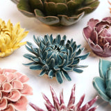 Teal mum ceramic flower