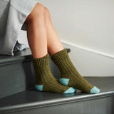 Recycled lambswool & silk blend socks (Green)