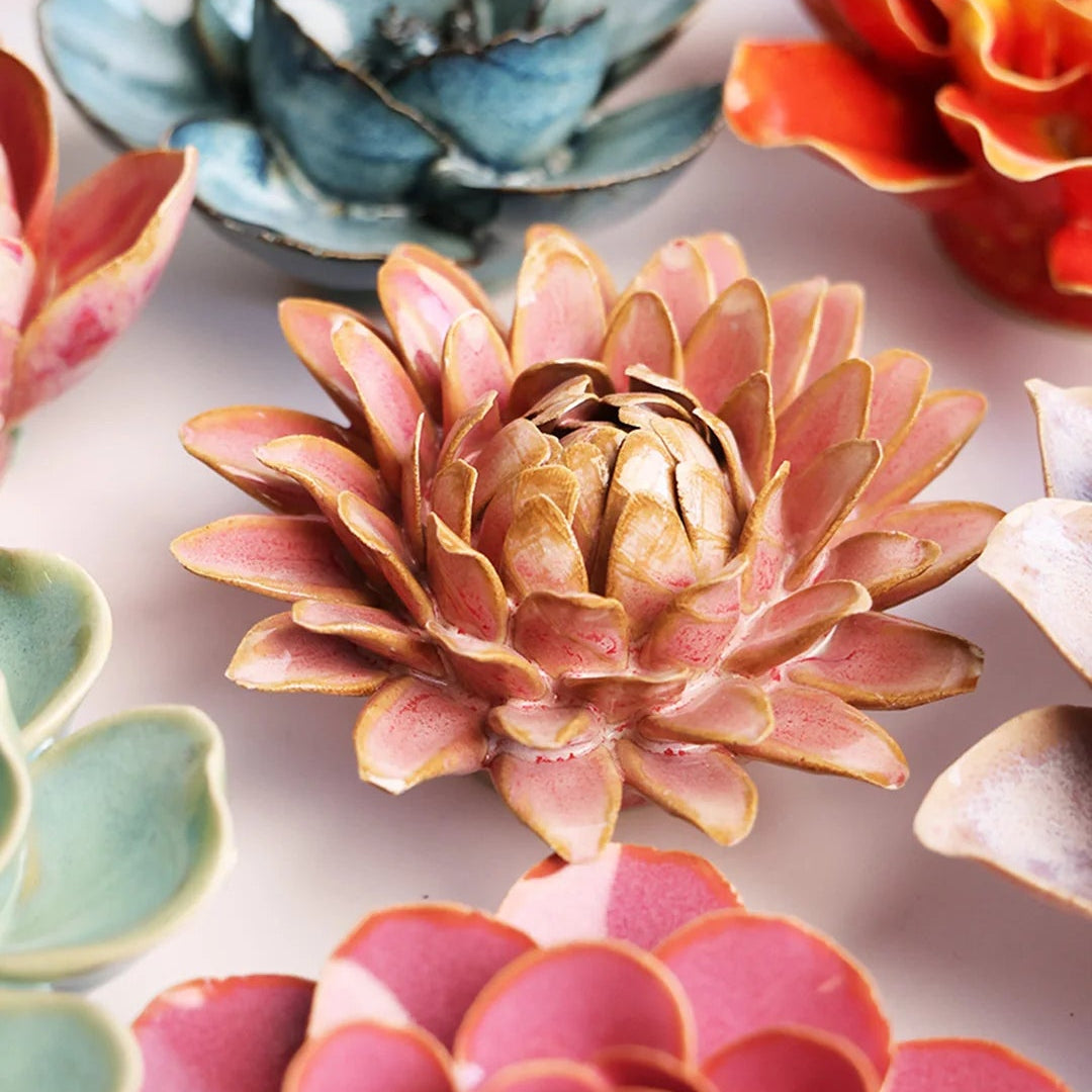 Rose Quartz Pink Strawflower ceramic flower