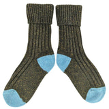 Recycled lambswool & silk blend socks (Green)