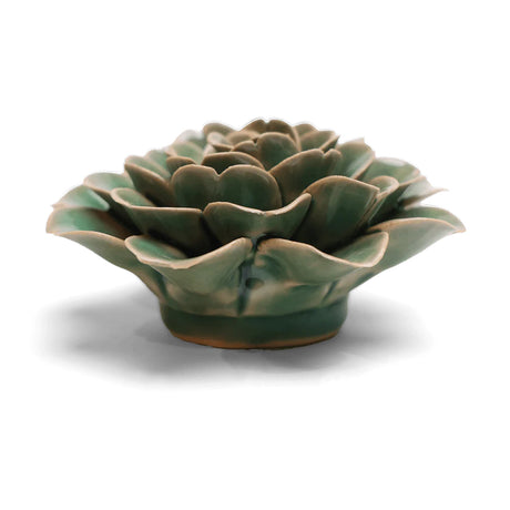 Jungle Green Tea Rose ceramic flower