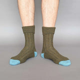 Recycled lambswool & silk blend socks (Green)