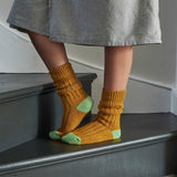 Recycled lambswool & silk blend socks (mustard)